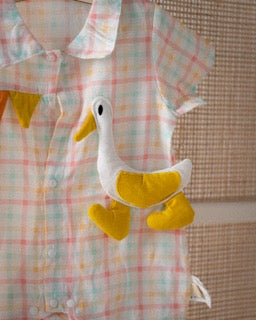 Summer Goose Plaid Romper
