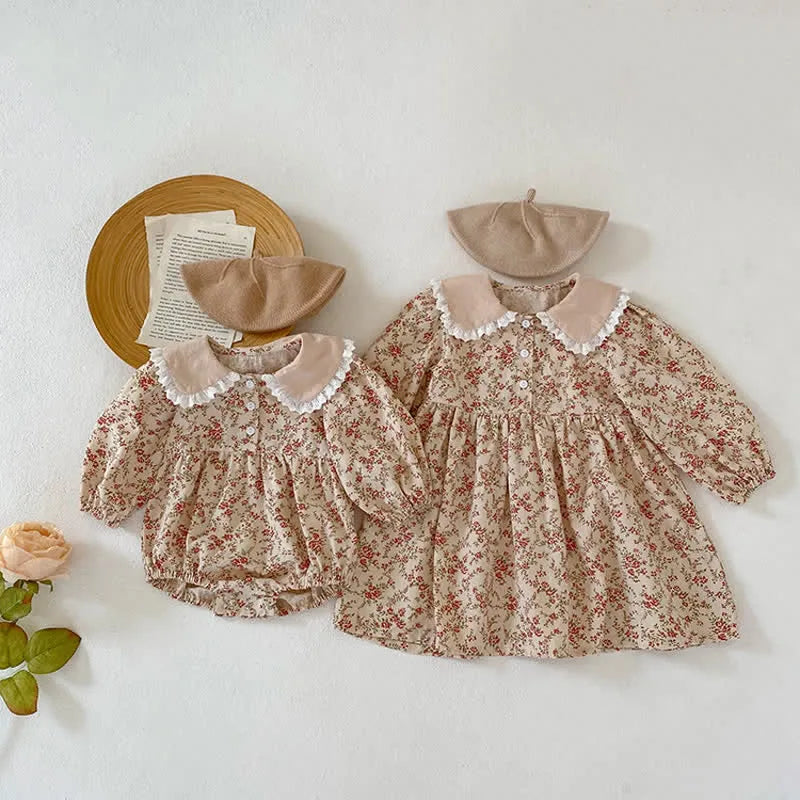 Flower Lapels Bodysuit and Dress