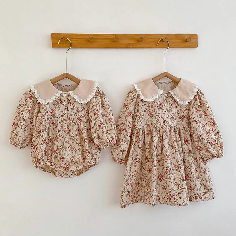 Flower Lapels Bodysuit and Dress