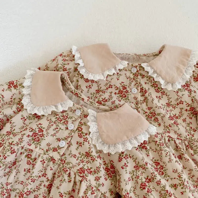 Flower Lapels Bodysuit and Dress