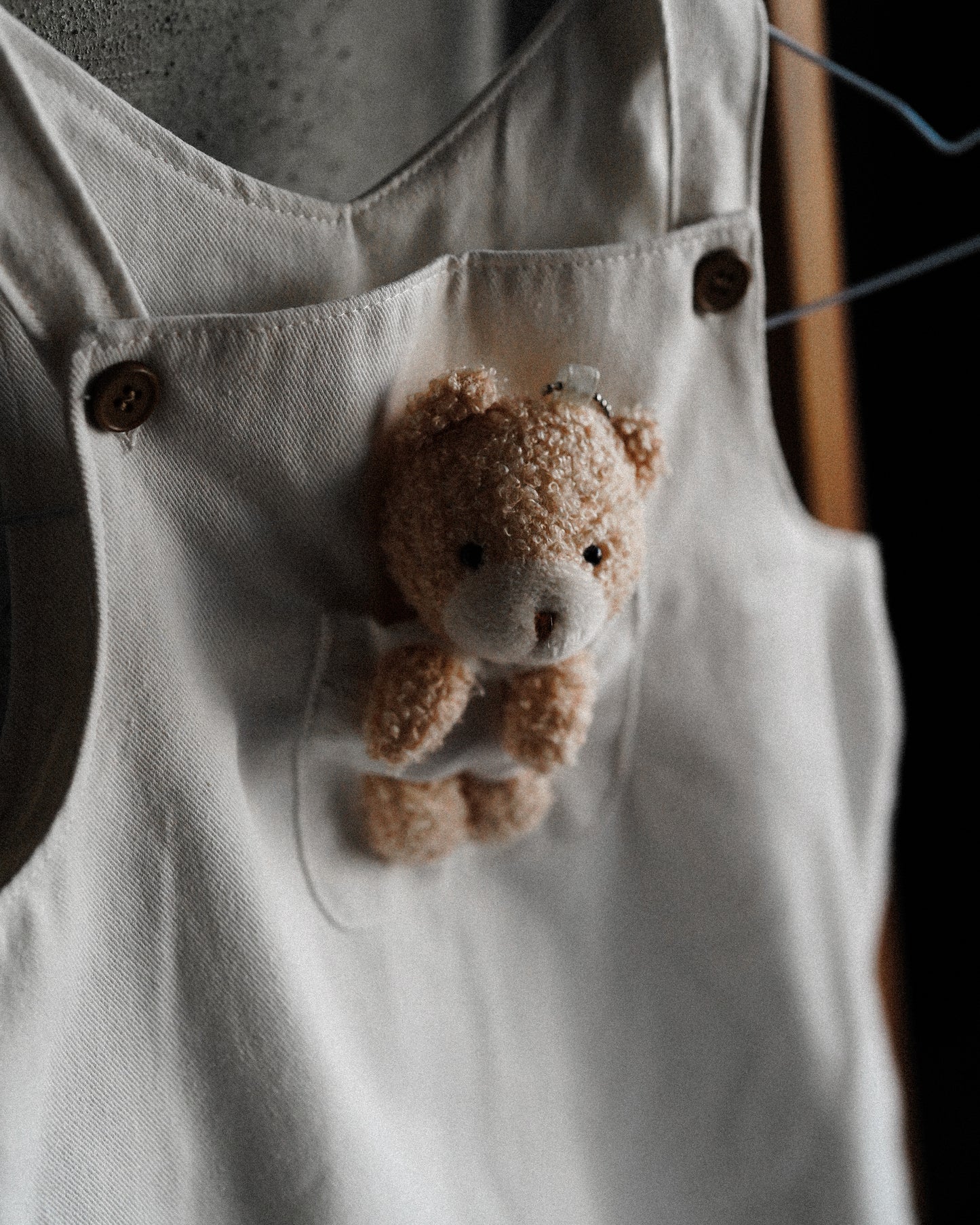 Baby Bear Off White Denim Overalls