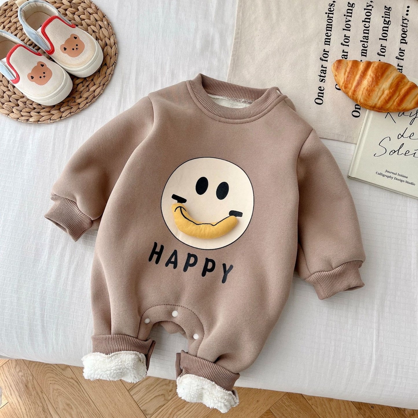 Happy Banana Fleece Romper