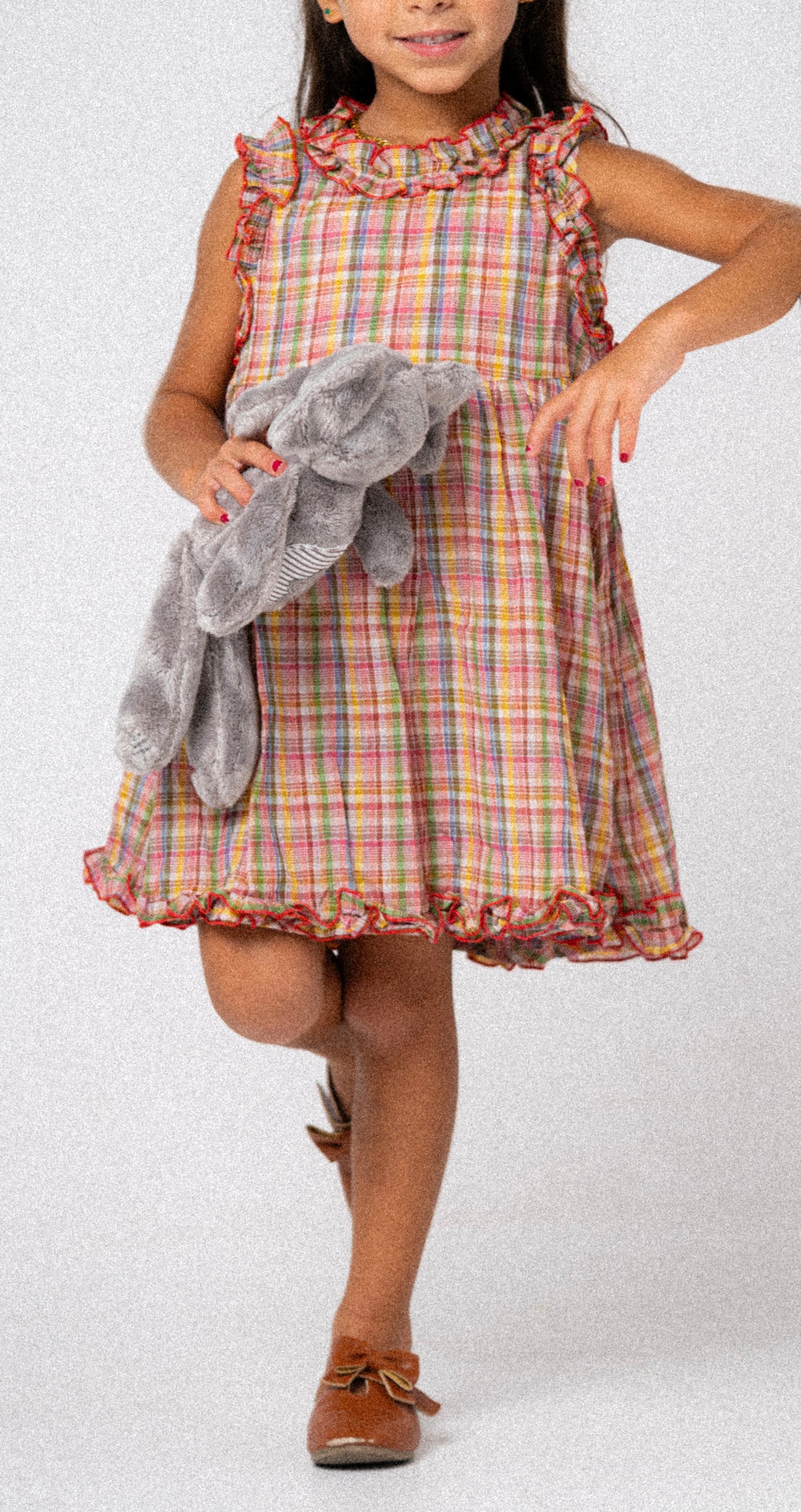 Colored Plaid Ruffled Dress