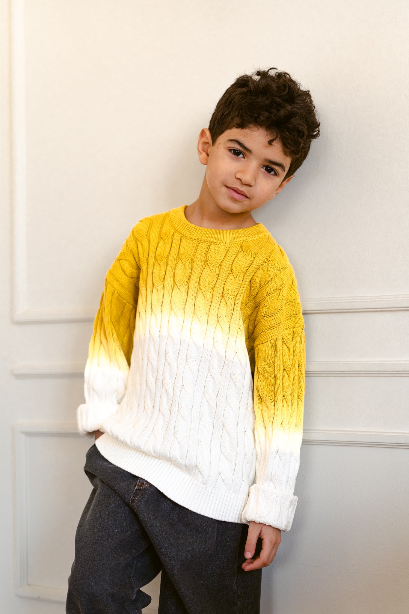 Ombre twisted loose sweater