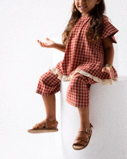 Plaid Ruffled Tee & Shorts Set