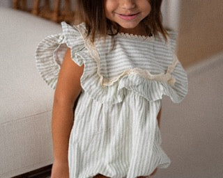 Striped Ruffled Romper