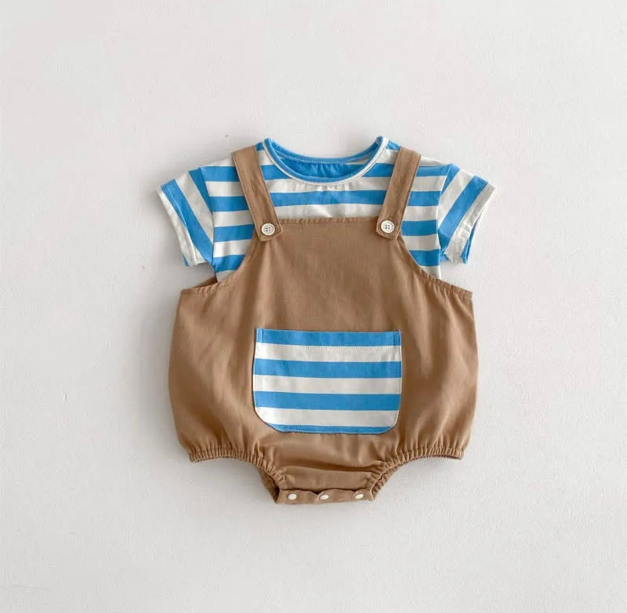 Baby striped pocket overall
&Tshirt