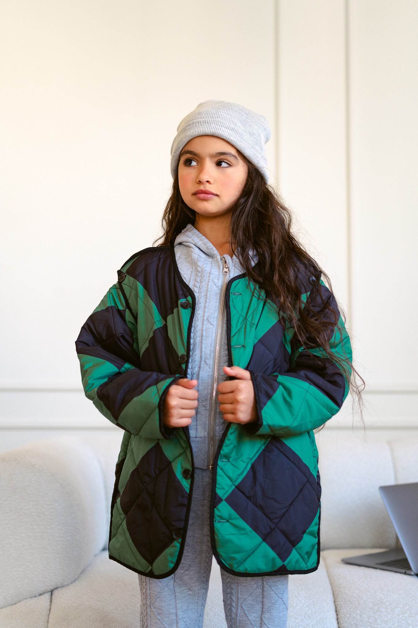 Quilted Plaid Coat