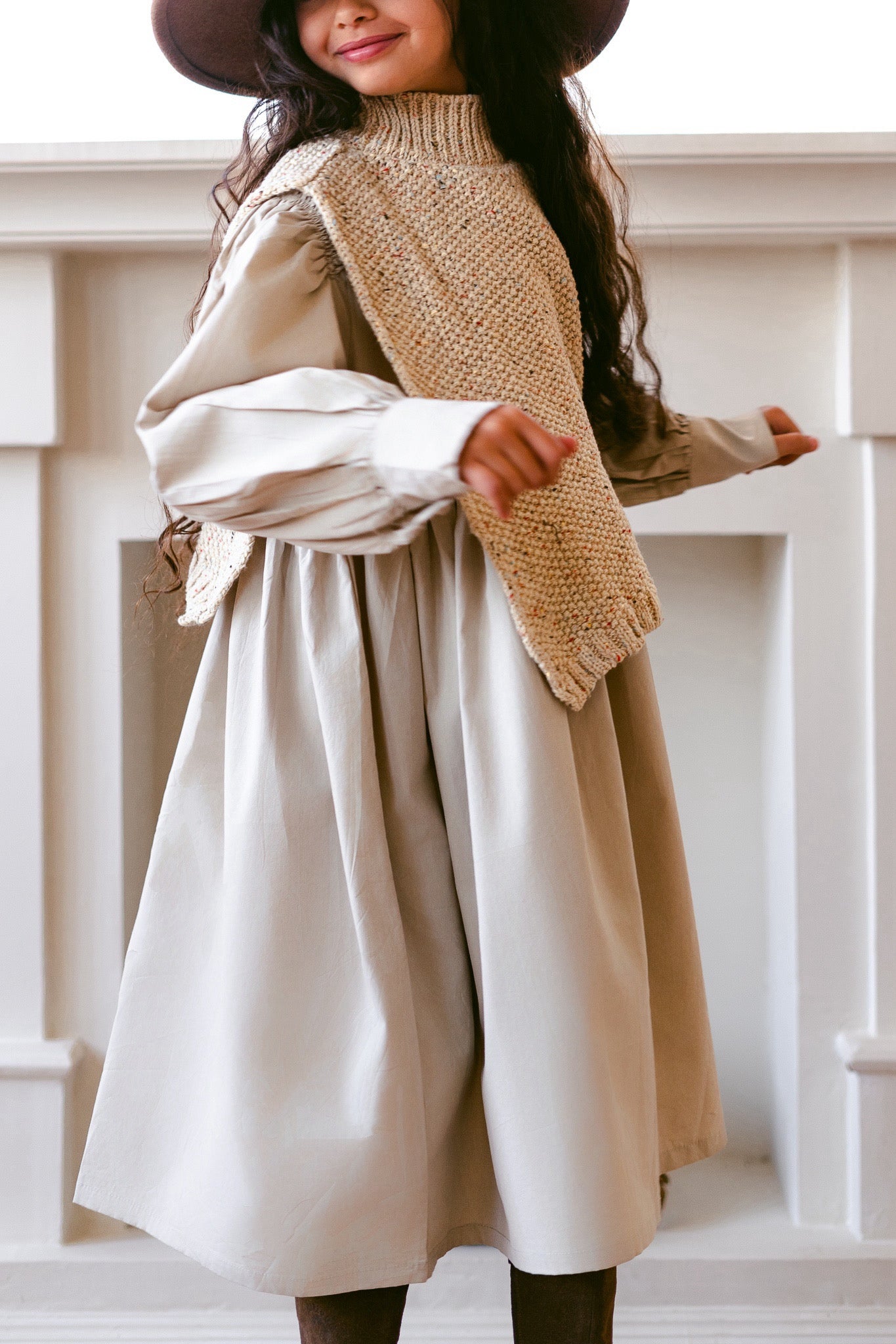 Puff Sleeve Oversized Dress and Vest