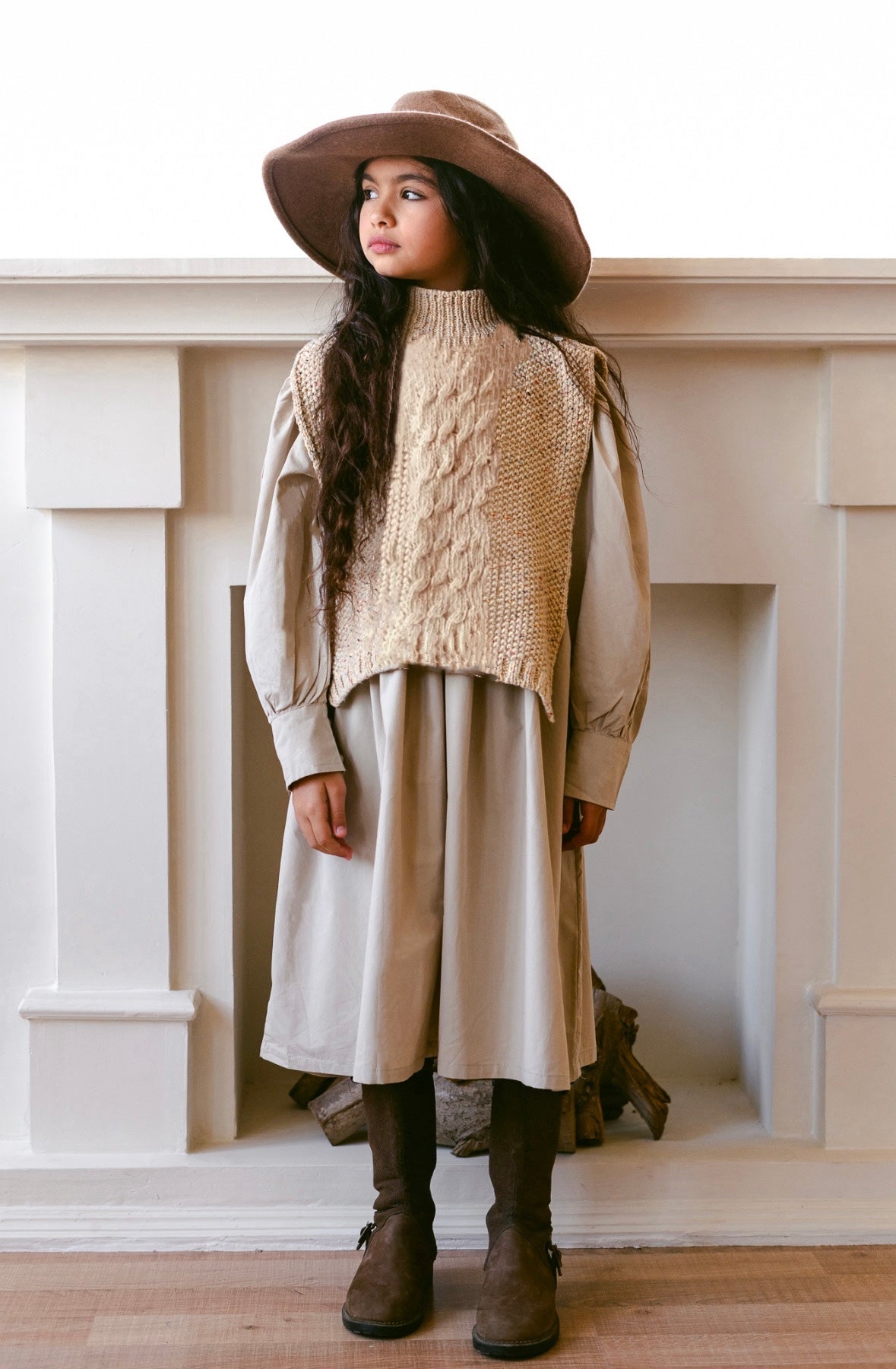 Puff Sleeve Oversized Dress and Vest