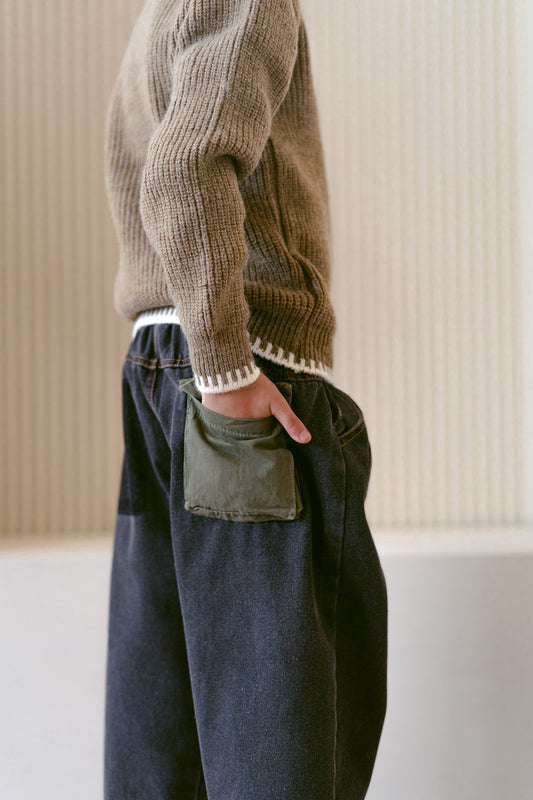 Color Block Denim Pants