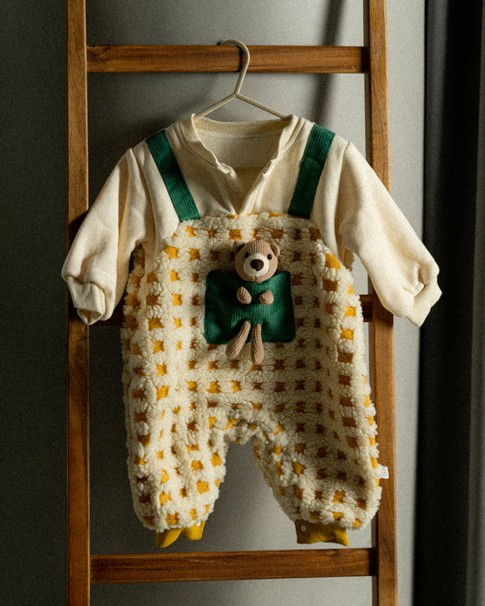 Baby Bear Plaid Fleece Romper