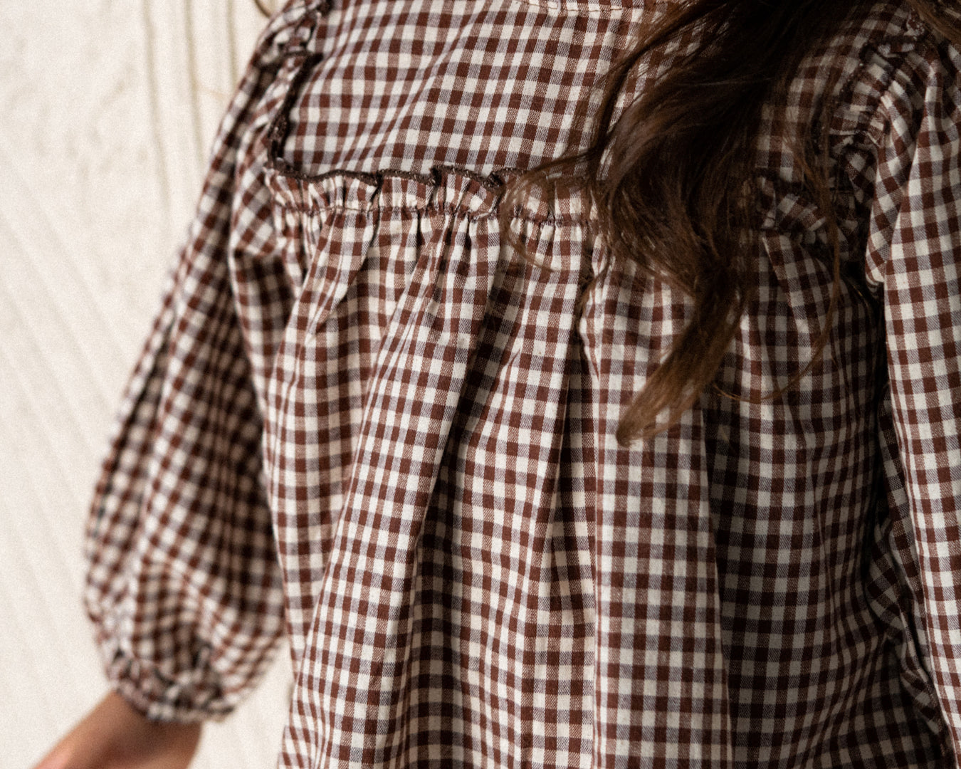 Gingham Puffed Sleeve Set