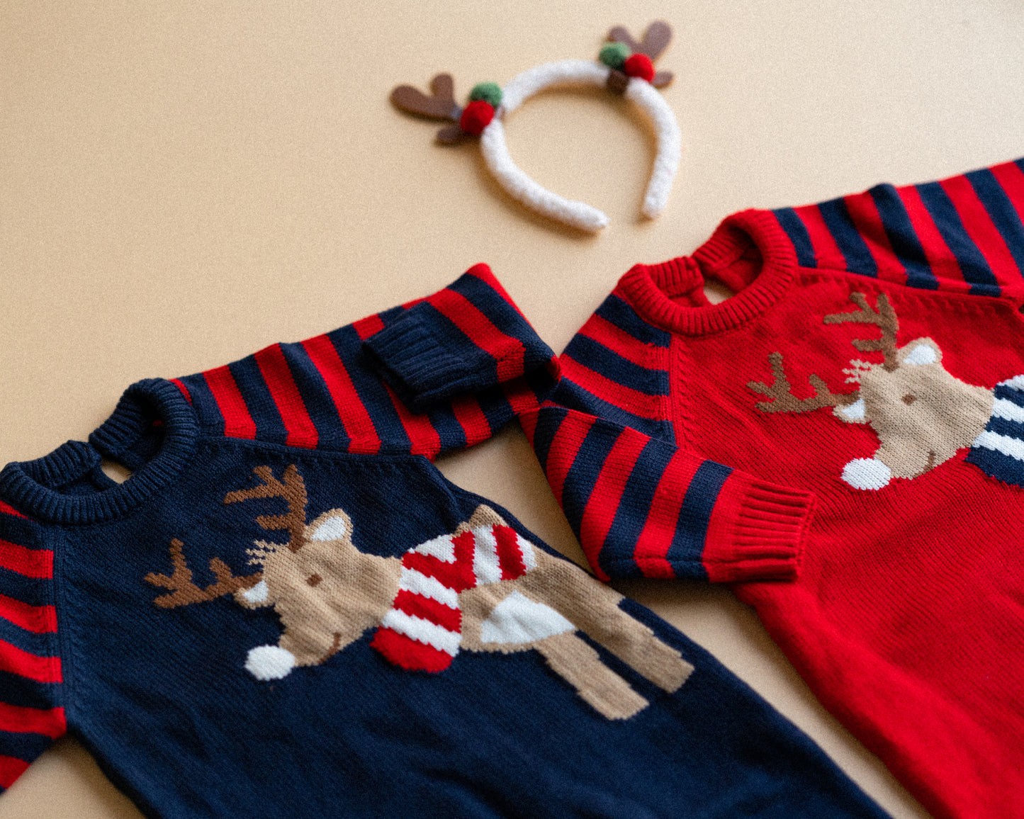 Baby Christmas Striped Deer Romper