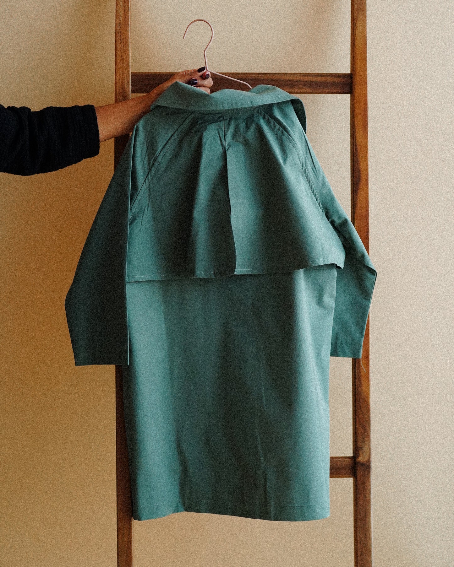 Oversized Long Green Trench Coat