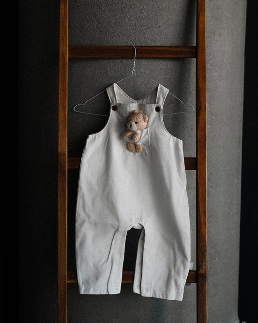 Baby Bear Off White Denim Overalls