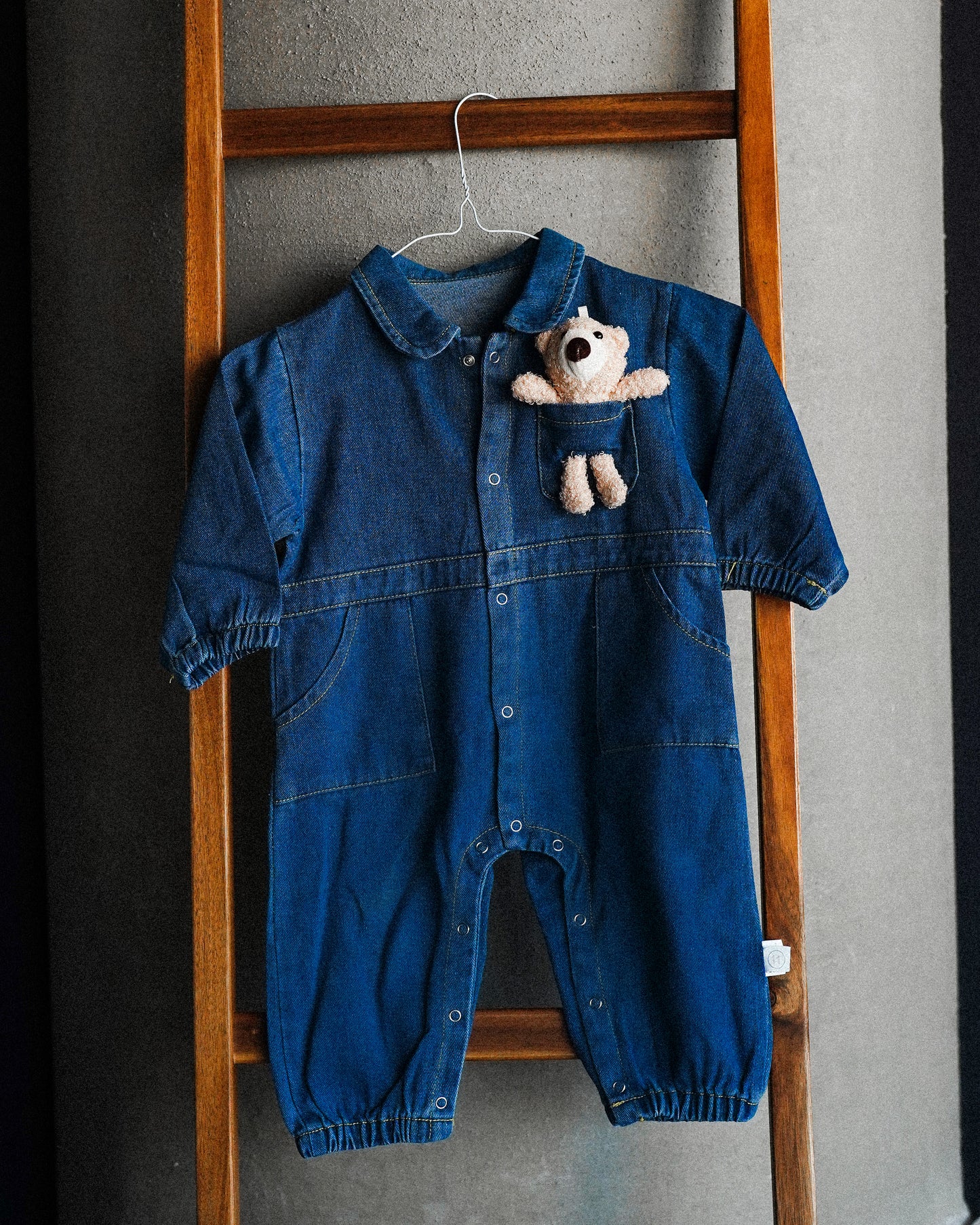 Baby Bear Polo Denim Oversized Jumpsuit