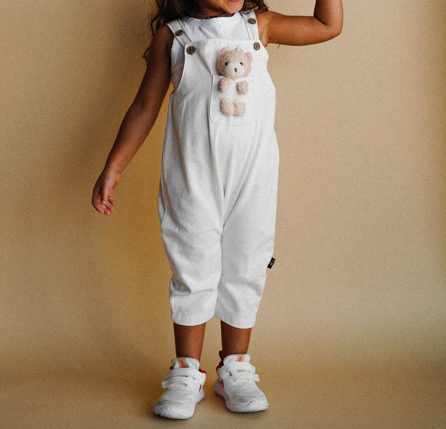 Baby Bear Off White Denim Overalls