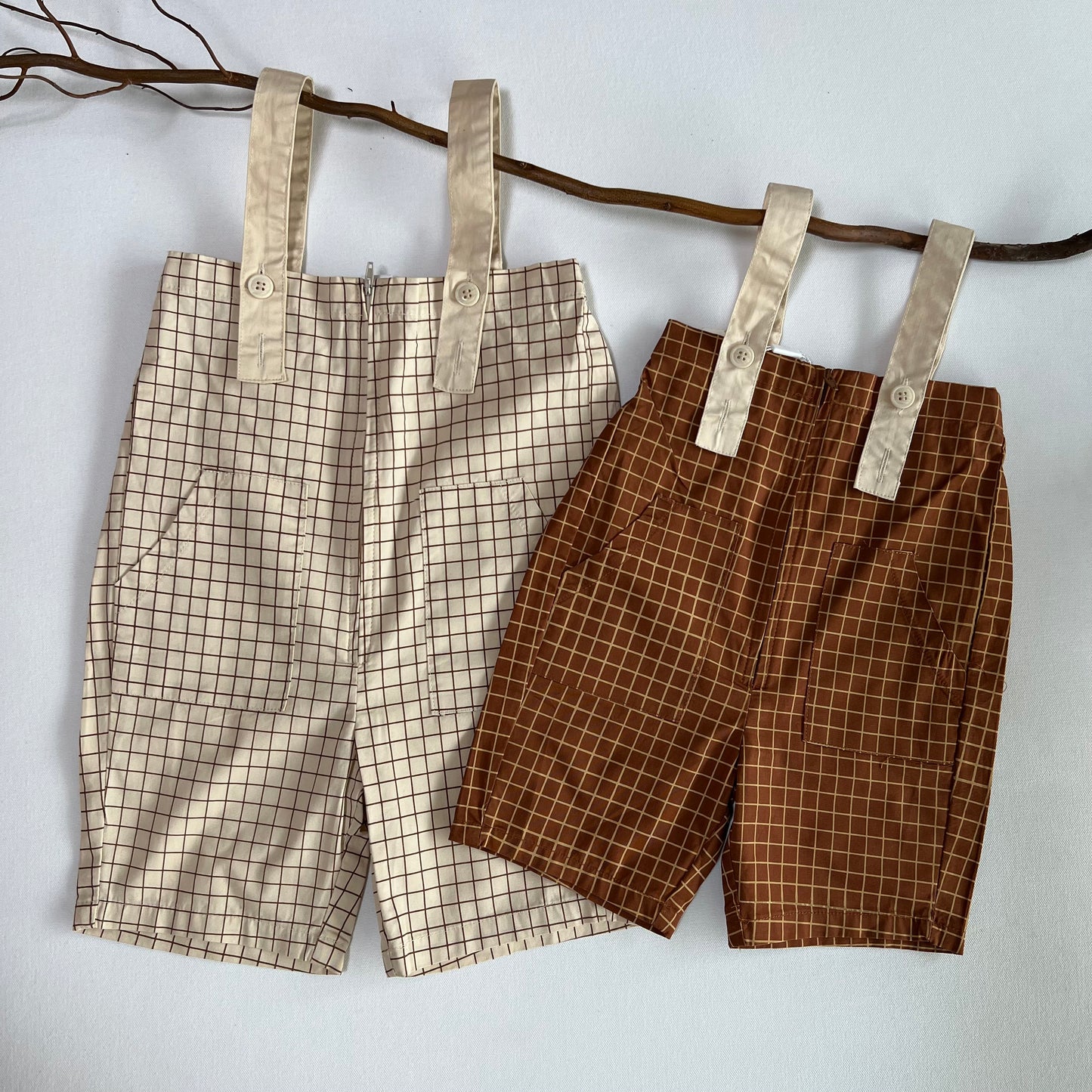 Plaid Suspender Jumpsuit